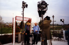 Shooting an episode outside.